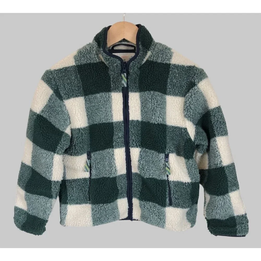 J.Crew Kids Zip-up Sherpa Jacket Boys Large Outdoor Outerwear Cabin Warm Cozy